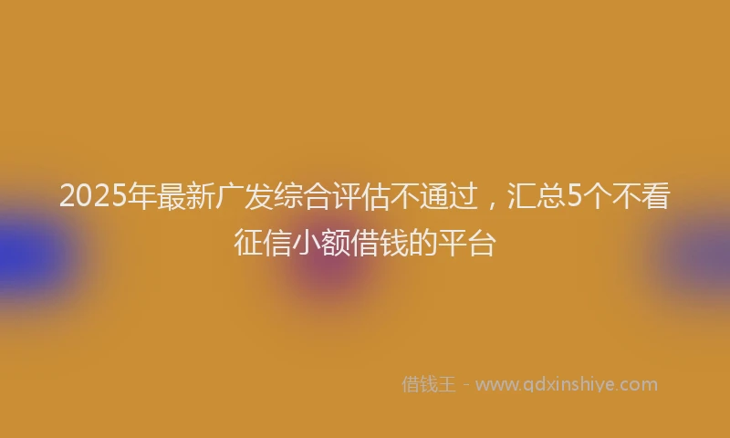 2025年最新广发综合评估不通过，汇总5个不看征信小额借钱的平台