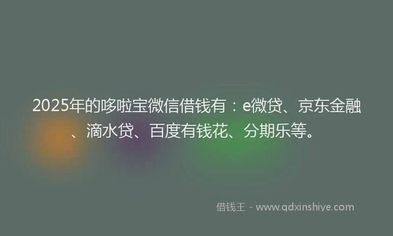 2025年的哆啦宝微信借钱有：e微贷、京东金融、滴水贷、百度有钱花、分期乐等。