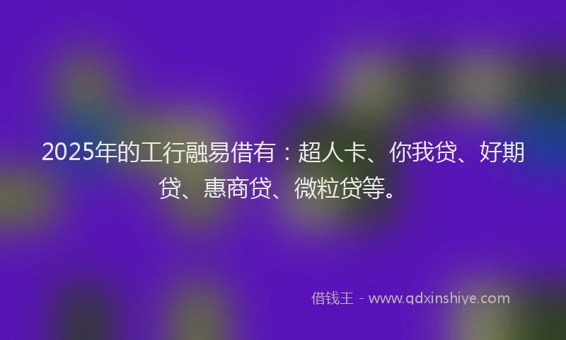 2025年的工行融易借有：超人卡、你我贷、好期贷、惠商贷、微粒贷等。