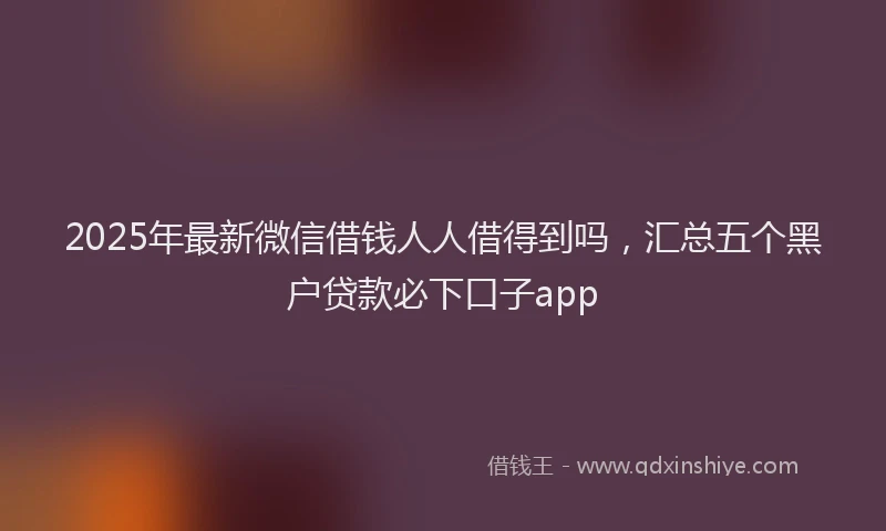 2025年最新微信借钱人人借得到吗，汇总五个黑户贷款必下口子app
