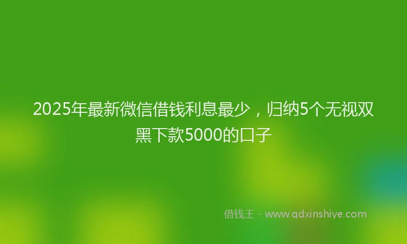 2025年最新微信借钱利息最少，归纳5个无视双黑下款5000的口子