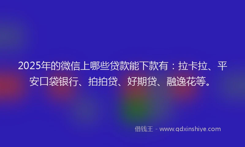 2025年的微信上哪些贷款能下款有：拉卡拉、平安口袋银行、拍拍贷、好期贷、融逸花等。