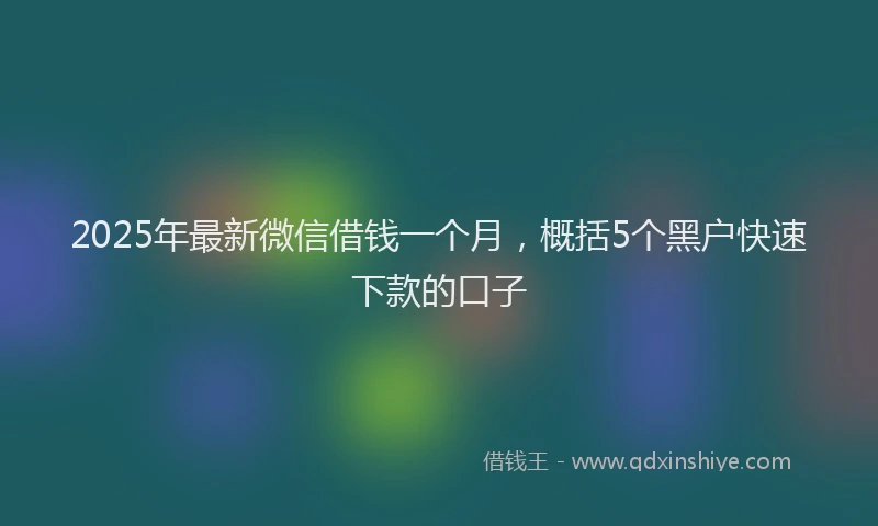 2025年最新微信借钱一个月，概括5个黑户快速下款的口子