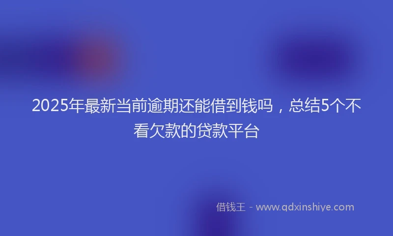 2025年最新当前逾期还能借到钱吗，总结5个不看欠款的贷款平台