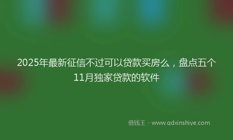 2025年最新征信不过可以贷款买房么，盘点五个11月独家贷款的软件
