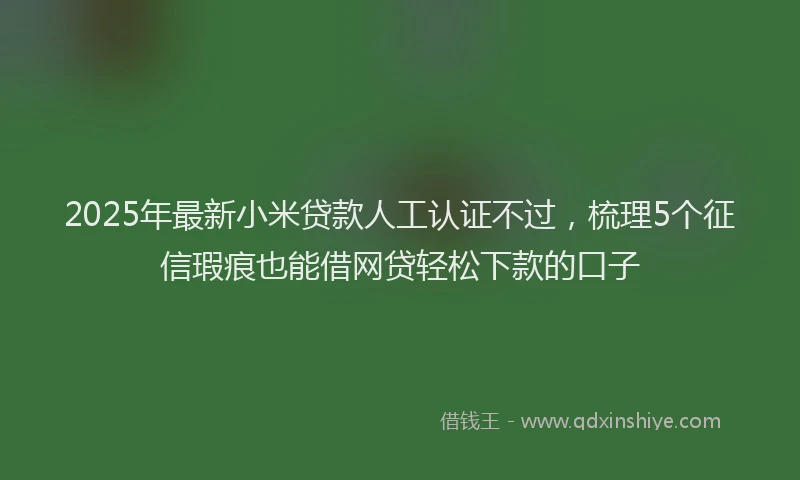 2025年最新小米贷款人工认证不过，梳理5个征信瑕疵也能借网贷轻松下款的口子