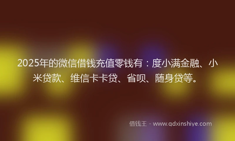 2025年的微信借钱充值零钱有：度小满金融、小米贷款、维信卡卡贷、省呗、随身贷等。
