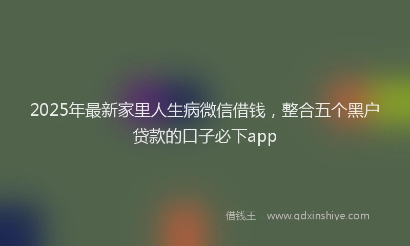 2025年最新家里人生病微信借钱，整合五个黑户贷款的口子必下app