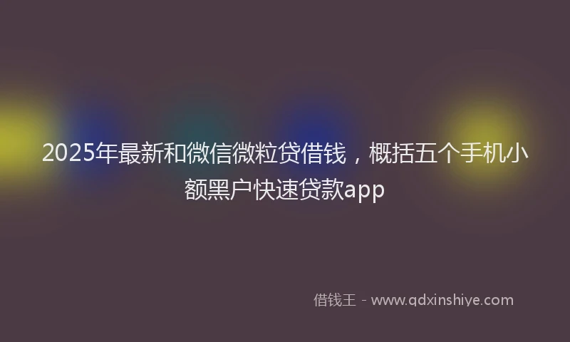 2025年最新和微信微粒贷借钱，概括五个手机小额黑户快速贷款app