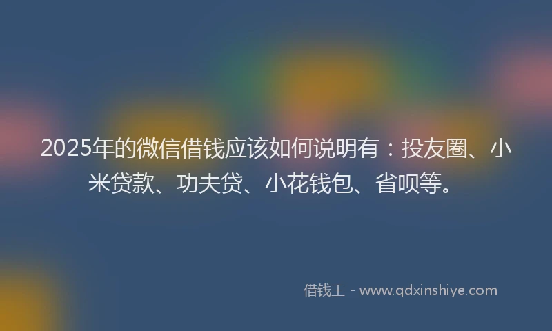 2025年的微信借钱应该如何说明有：投友圈、小米贷款、功夫贷、小花钱包、省呗等。