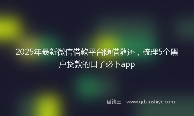 2025年最新微信借款平台随借随还，梳理5个黑户贷款的口子必下app