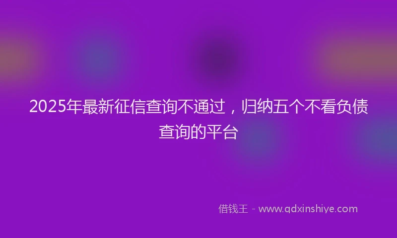 2025年最新征信查询不通过，归纳五个不看负债查询的平台