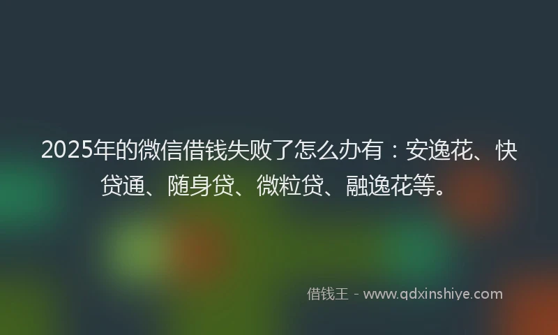 2025年的微信借钱失败了怎么办有：安逸花、快贷通、随身贷、微粒贷、融逸花等。
