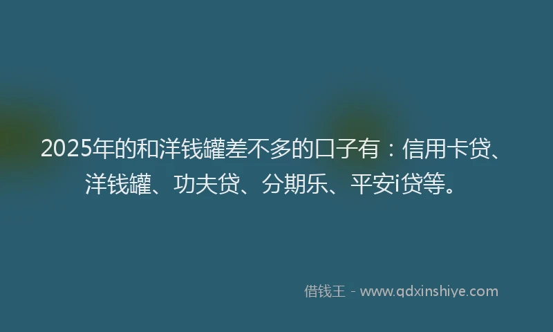 2025年的和洋钱罐差不多的口子有：信用卡贷、洋钱罐、功夫贷、分期乐、平安i贷等。