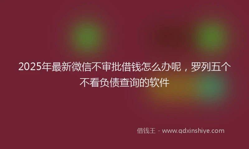 2025年最新微信不审批借钱怎么办呢，罗列五个不看负债查询的软件