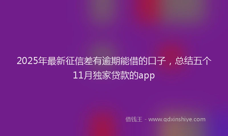 2025年最新征信差有逾期能借的口子，总结五个11月独家贷款的app