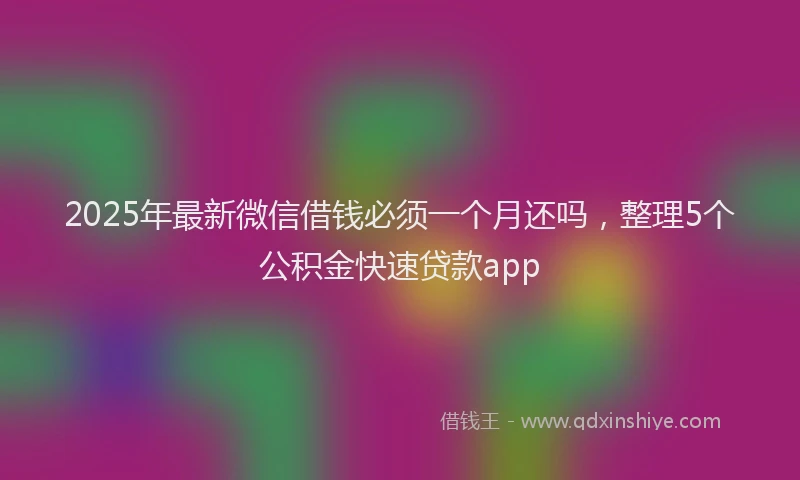 2025年最新微信借钱必须一个月还吗，整理5个公积金快速贷款app