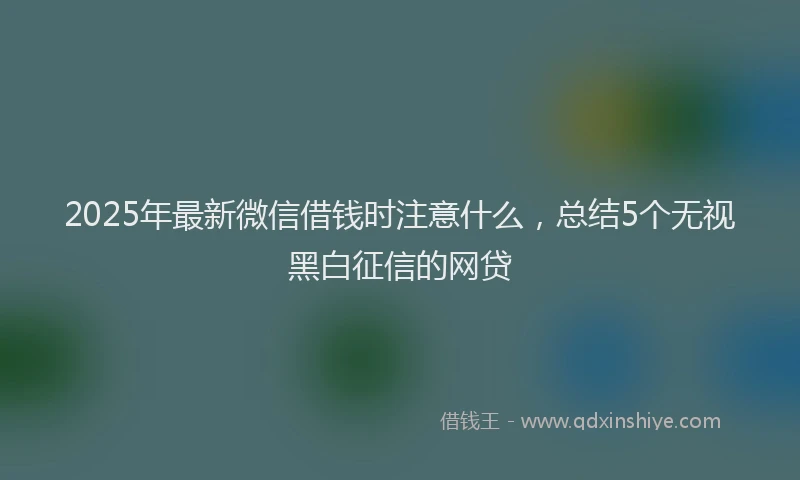 2025年最新微信借钱时注意什么，总结5个无视黑白征信的网贷