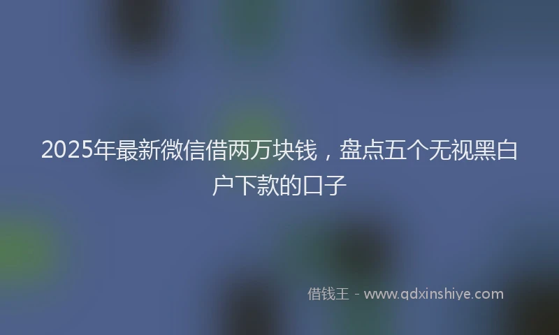 2025年最新微信借两万块钱，盘点五个无视黑白户下款的口子