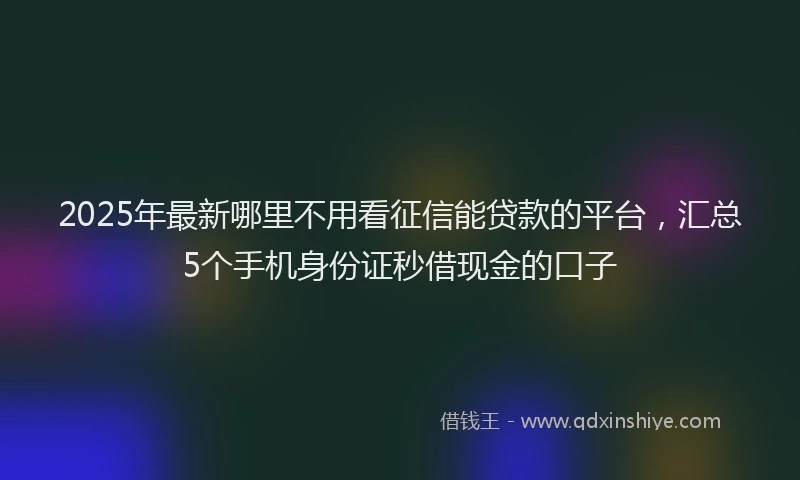 2025年最新哪里不用看征信能贷款的平台，汇总5个手机身份证秒借现金的口子
