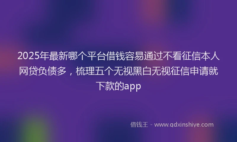 2025年最新哪个平台借钱容易通过不看征信本人网贷负债多，梳理五个无视黑白无视征信申请就下款的app