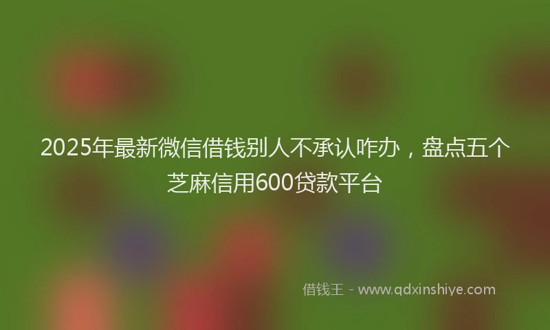 2025年最新微信借钱别人不承认咋办，盘点五个芝麻信用600贷款平台