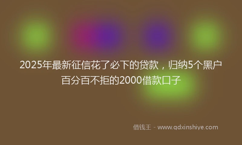 2025年最新征信花了必下的贷款，归纳5个黑户百分百不拒的2000借款口子