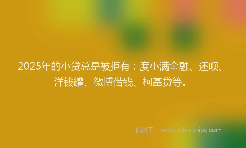 2025年的小贷总是被拒有：度小满金融、还呗、洋钱罐、微博借钱、柯基贷等。
