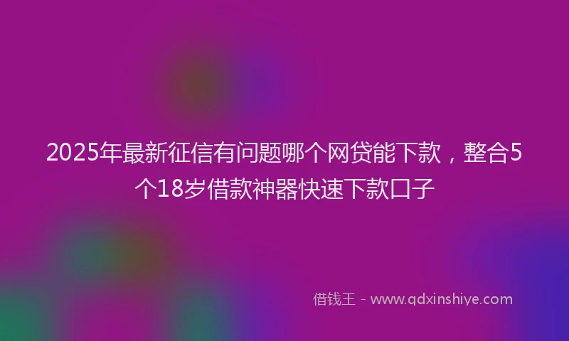 2025年最新征信有问题哪个网贷能下款，整合5个18岁借款神器快速下款口子