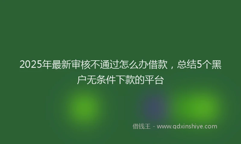 2025年最新审核不通过怎么办借款，总结5个黑户无条件下款的平台