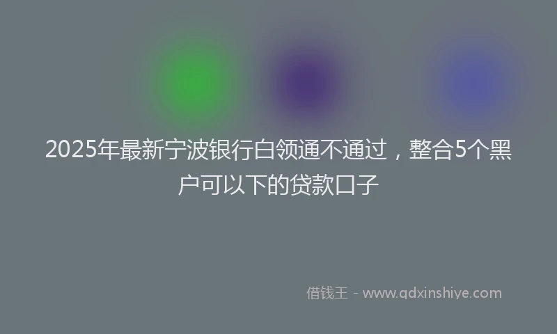 2025年最新宁波银行白领通不通过，整合5个黑户可以下的贷款口子