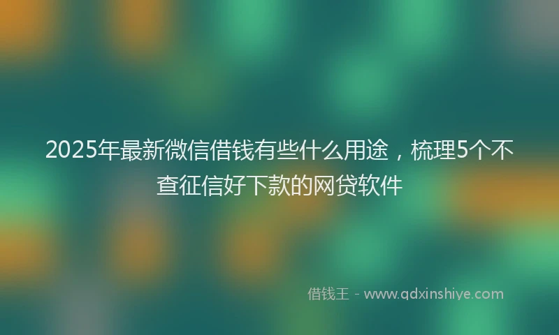 2025年最新微信借钱有些什么用途，梳理5个不查征信好下款的网贷软件