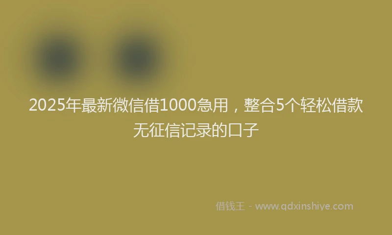 2025年最新微信借1000急用，整合5个轻松借款无征信记录的口子