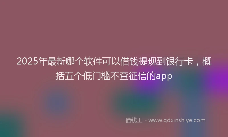 2025年最新哪个软件可以借钱提现到银行卡，概括五个低门槛不查征信的app