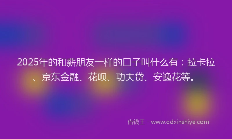 2025年的和薪朋友一样的口子叫什么有：拉卡拉、京东金融、花呗、功夫贷、安逸花等。