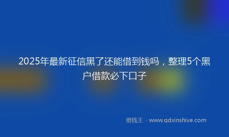 2025年最新征信黑了还能借到钱吗，整理5个黑户借款必下口子