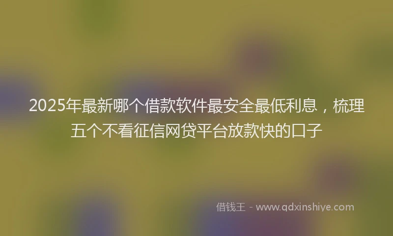2025年最新哪个借款软件最安全最低利息，梳理五个不看征信网贷平台放款快的口子