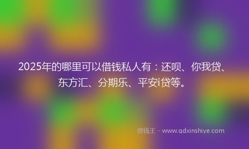2025年的哪里可以借钱私人有：还呗、你我贷、东方汇、分期乐、平安i贷等。