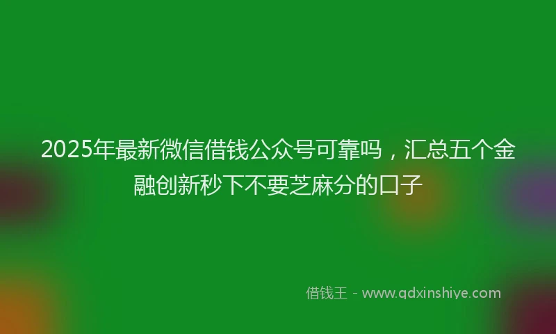 2025年最新微信借钱公众号可靠吗，汇总五个金融创新秒下不要芝麻分的口子