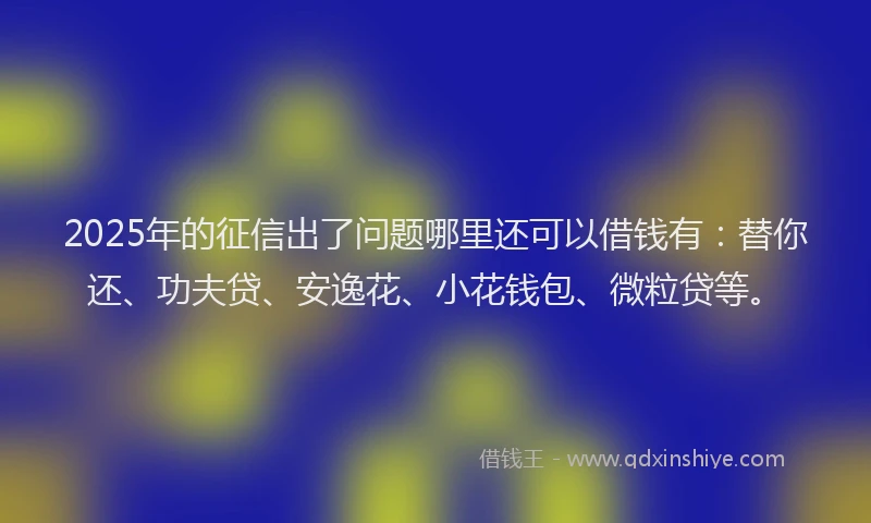 2025年的征信出了问题哪里还可以借钱有：替你还、功夫贷、安逸花、小花钱包、微粒贷等。