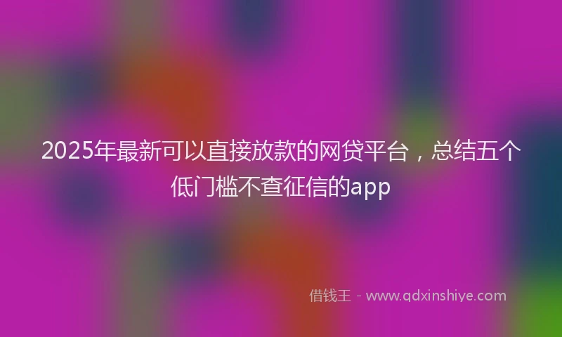 2025年最新可以直接放款的网贷平台，总结五个低门槛不查征信的app