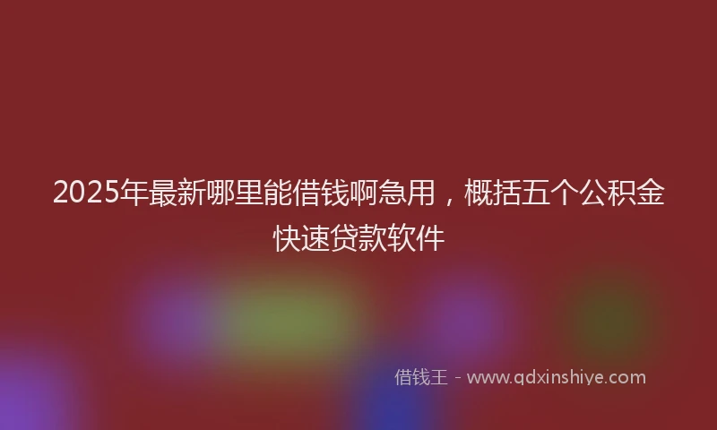 2025年最新哪里能借钱啊急用，概括五个公积金快速贷款软件