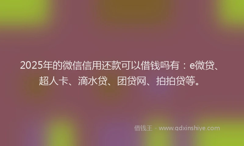 2025年的微信信用还款可以借钱吗有：e微贷、超人卡、滴水贷、团贷网、拍拍贷等。