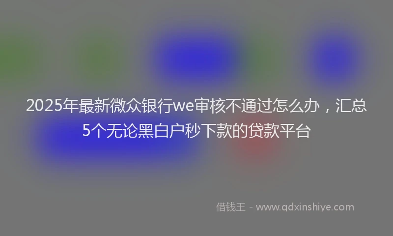 2025年最新微众银行we审核不通过怎么办，汇总5个无论黑白户秒下款的贷款平台