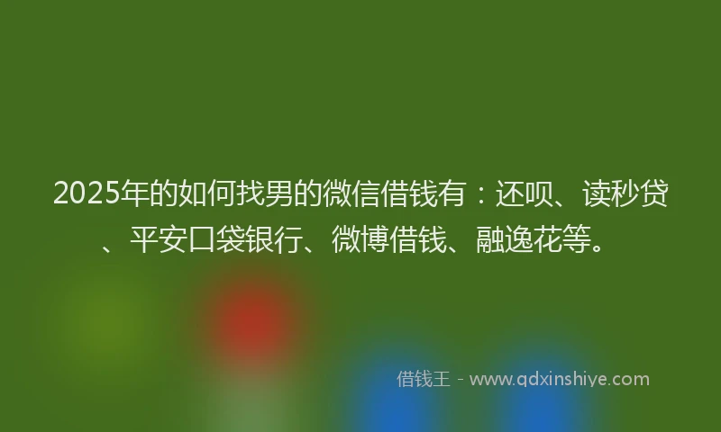 2025年的如何找男的微信借钱有：还呗、读秒贷、平安口袋银行、微博借钱、融逸花等。