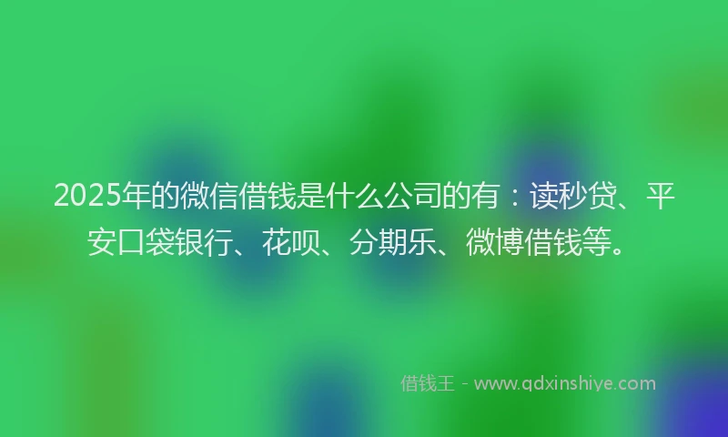 2025年的微信借钱是什么公司的有：读秒贷、平安口袋银行、花呗、分期乐、微博借钱等。