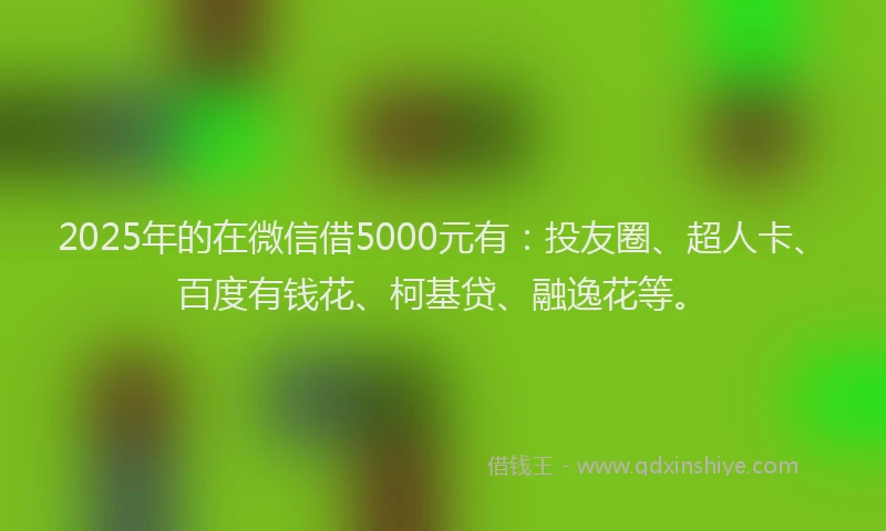 2025年的在微信借5000元有：投友圈、超人卡、百度有钱花、柯基贷、融逸花等。