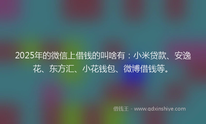 2025年的微信上借钱的叫啥有：小米贷款、安逸花、东方汇、小花钱包、微博借钱等。