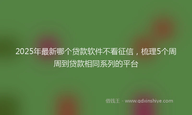 2025年最新哪个贷款软件不看征信，梳理5个周周到贷款相同系列的平台