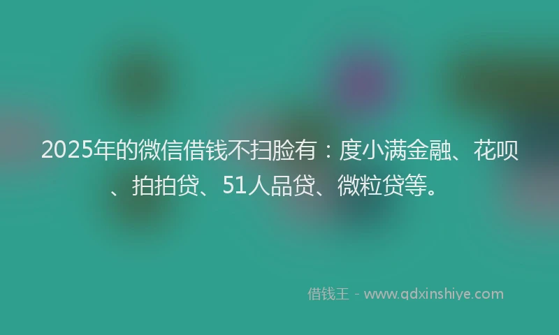2025年的微信借钱不扫脸有：度小满金融、花呗、拍拍贷、51人品贷、微粒贷等。